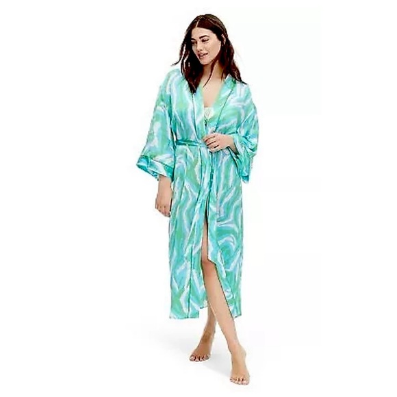 Target x DVF Long Satin Disco Zebra Green Robe - Picture 13 of 13
